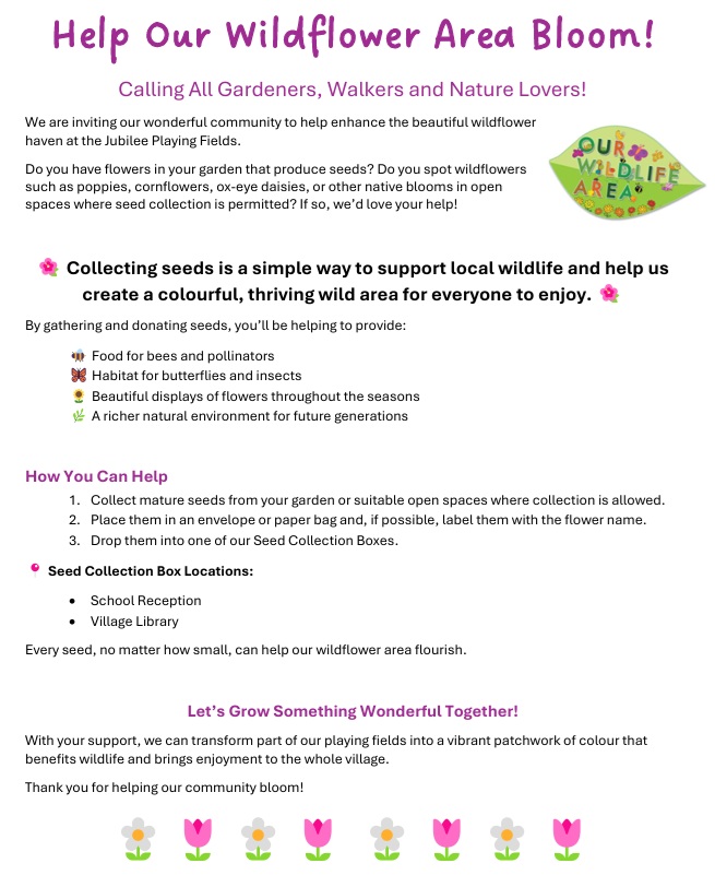 poster to request seed collections to enhance the wild areas