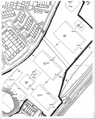 Map showing locations of football pitches