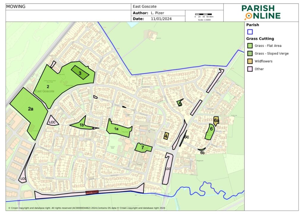 Map of the Parish showing the areas covered by the mowing contract