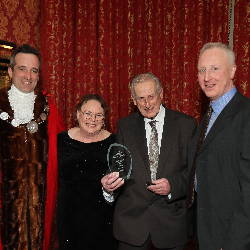 Brian Roberts from the Chamber of Commerce, along with James Murray, presenting to L.E Riddiford.JPG