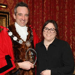 Mayor James Murray and Winner Marrie Kingscott.JPG