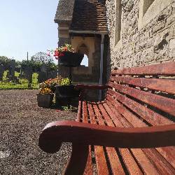 Image of a bench outside the chapel
